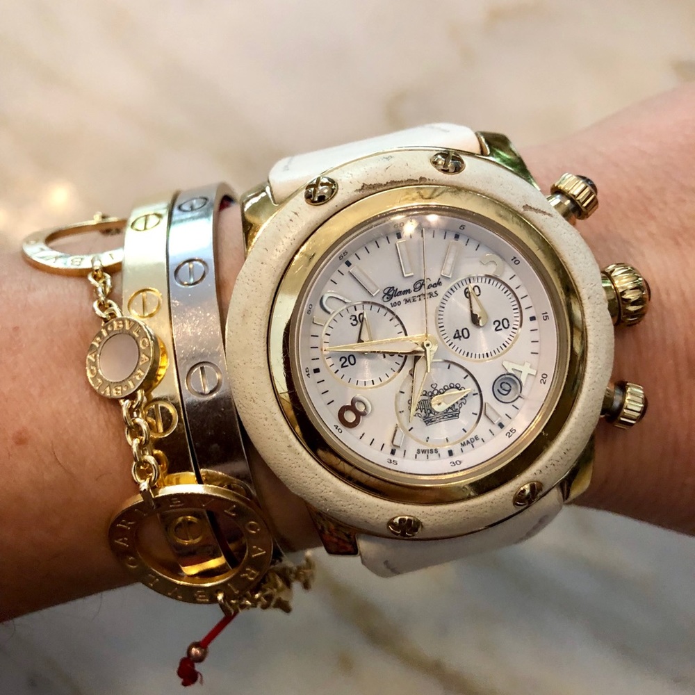 Glam Rock leather oversized watch. Celeb favorite!